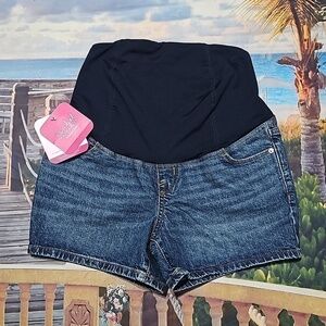 Isabel Maternity Crossover Panel Jean Shorts Size 2/26 NWT